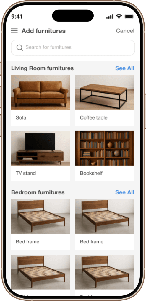 Sylva Space App - Variety of Furniture Templates